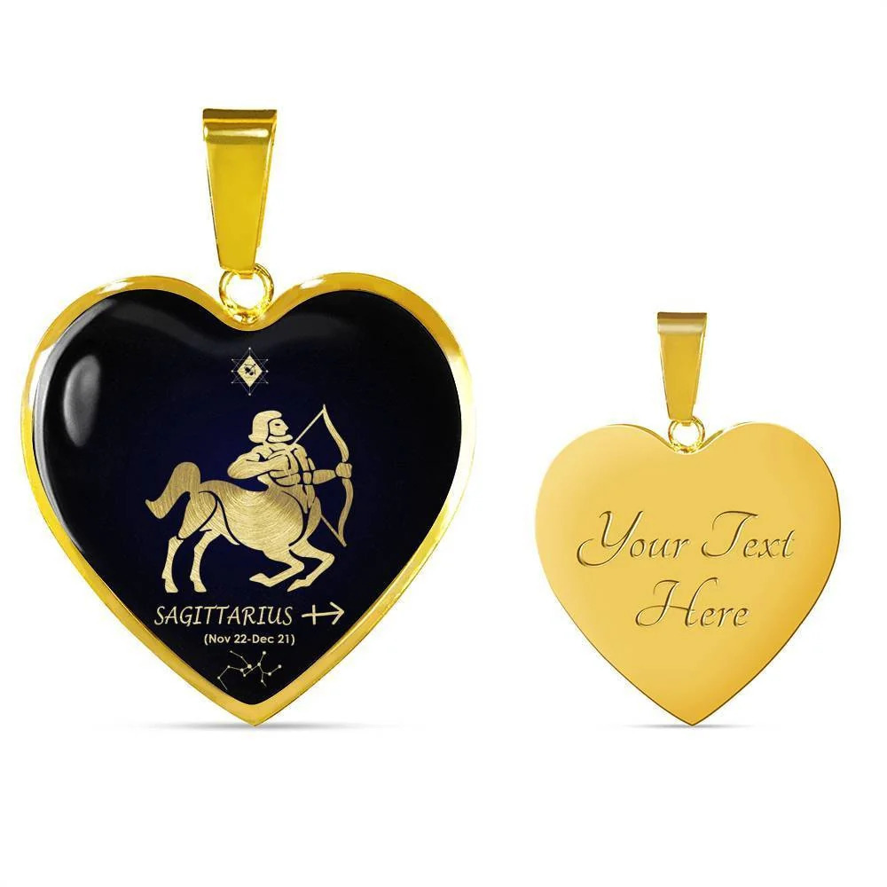 Sagittarius Constellation Horoscope Zodiac Personalized Engraved Gold Heart Nec